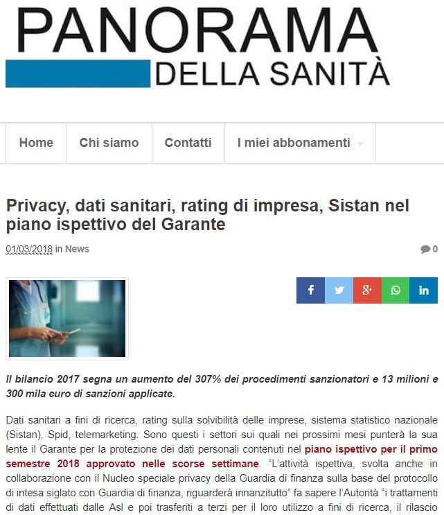 Panorama della sanità, 1/3/2018